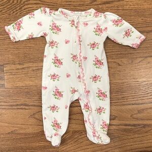 Kissy Kissy Tiny Blossoms Pink Zip Footie